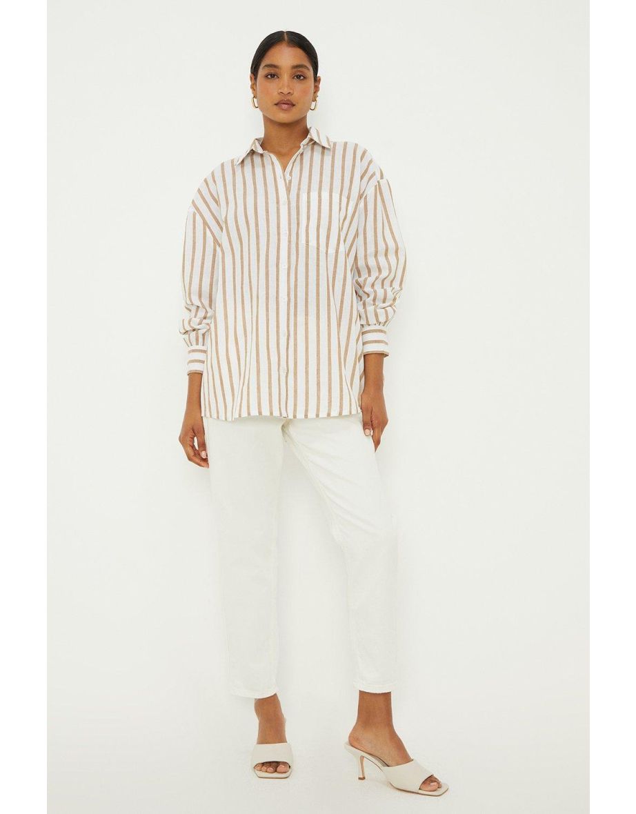 Taupe Stripe Oversized Shirt