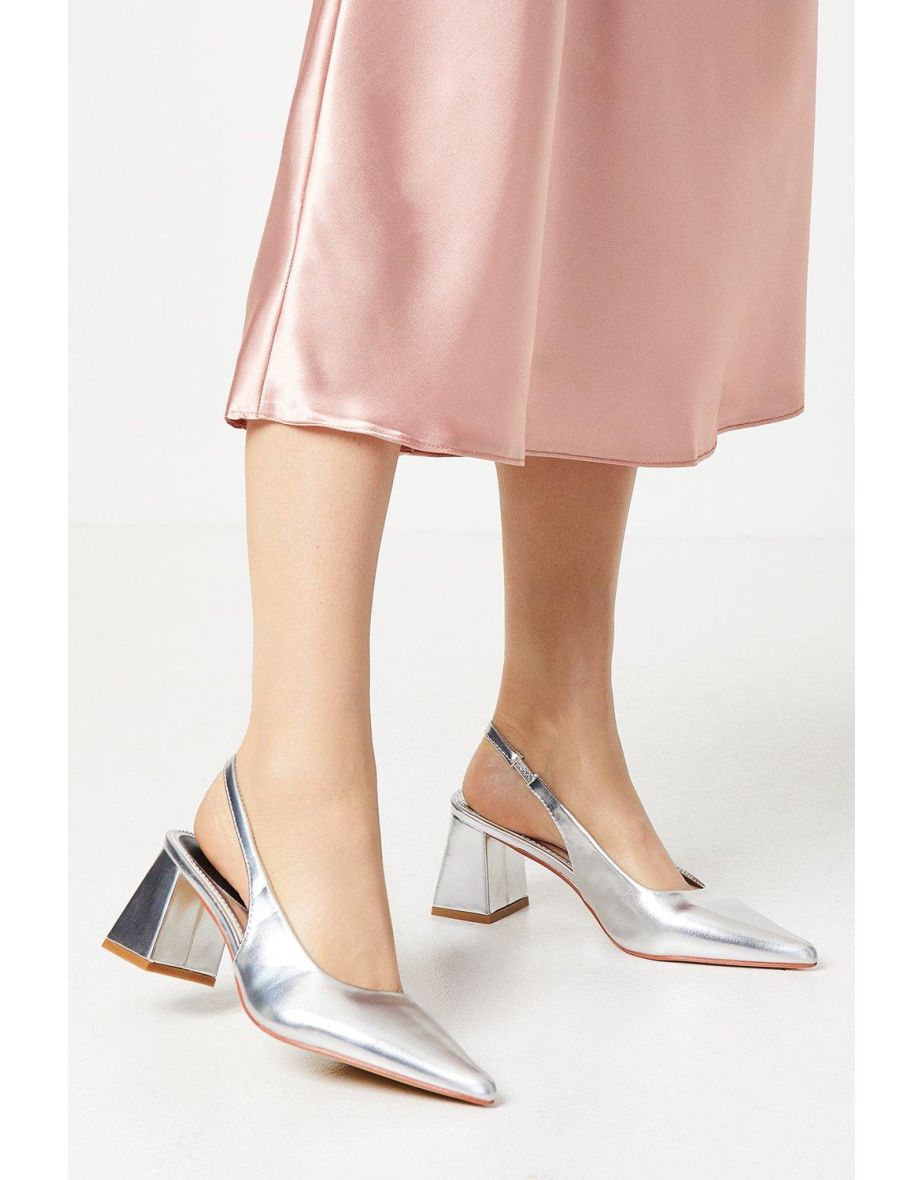 Venus Slingback Mid Block Heel Pointed Court Shoes