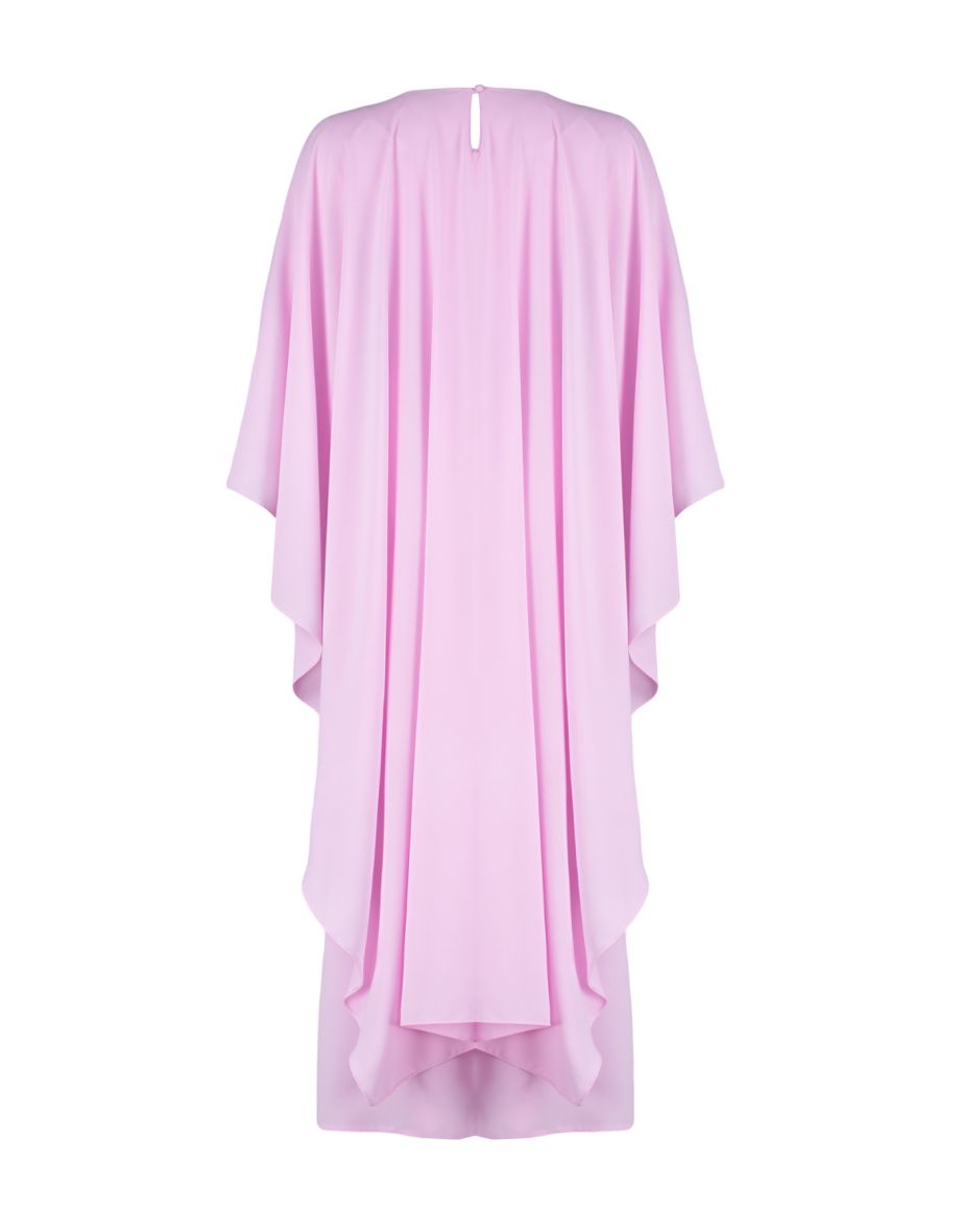 Lilac Belted Cape Detailed Elegant Woven Evening Dress - 7