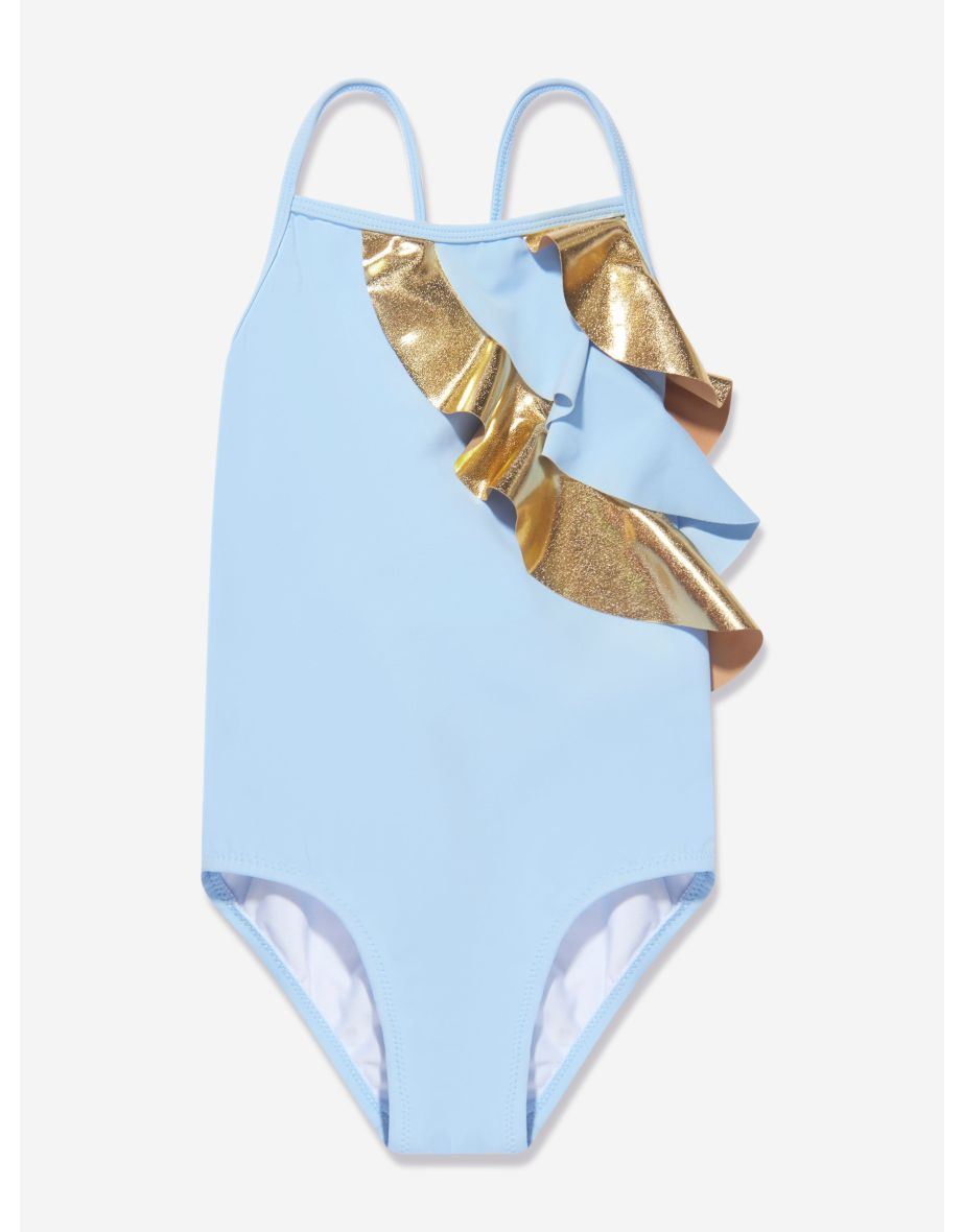 Girls Frill Criss Cross Gina Swimsuit in Blue