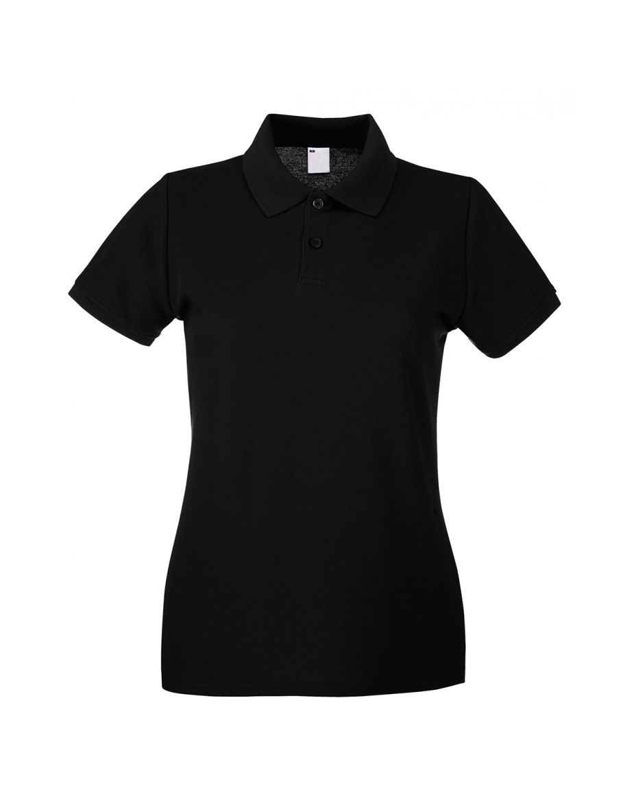 Womens/Ladies Fitted Short Sleeve Casual Polo Shirt - Jet Black