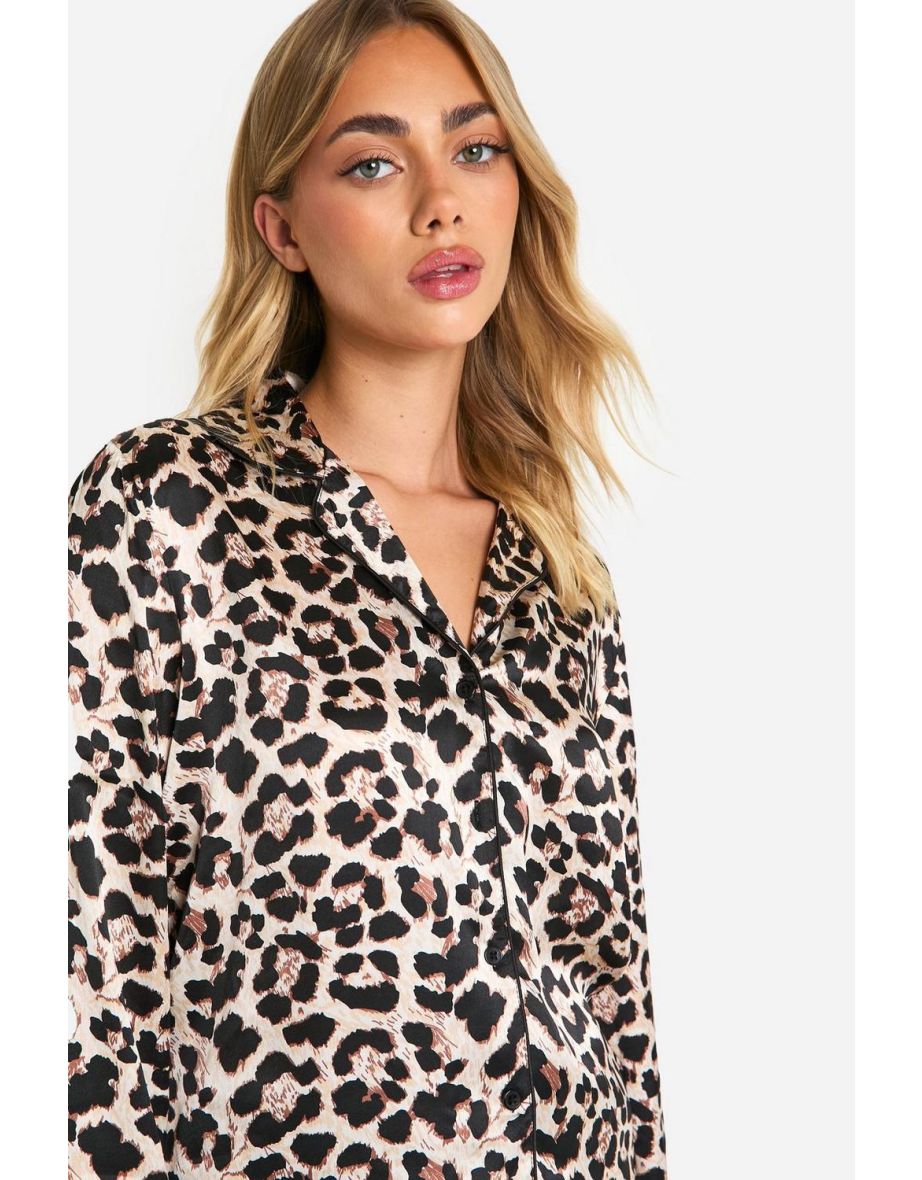 Leopard Satin Short Pj Set - leopard - 3