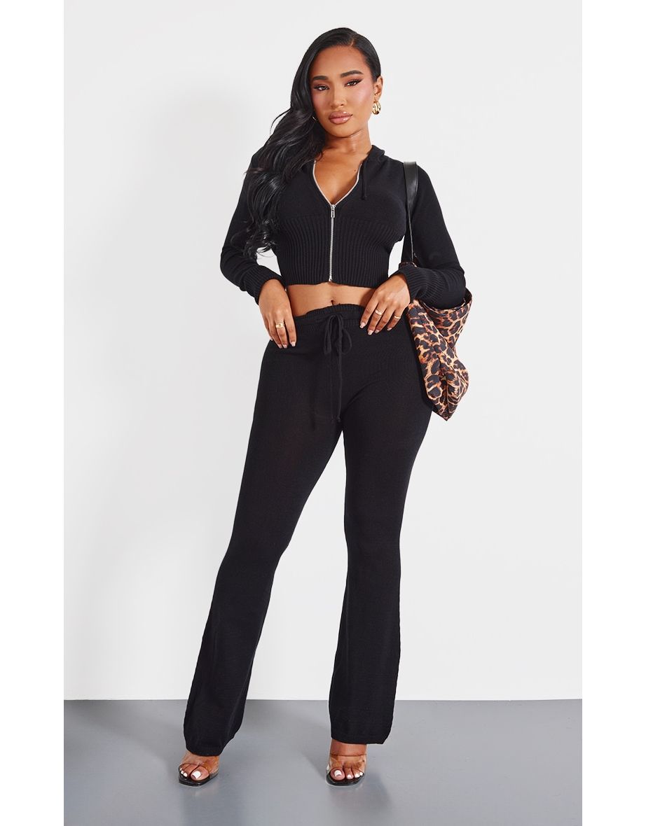 Shape Black Knitted Flare Trousers