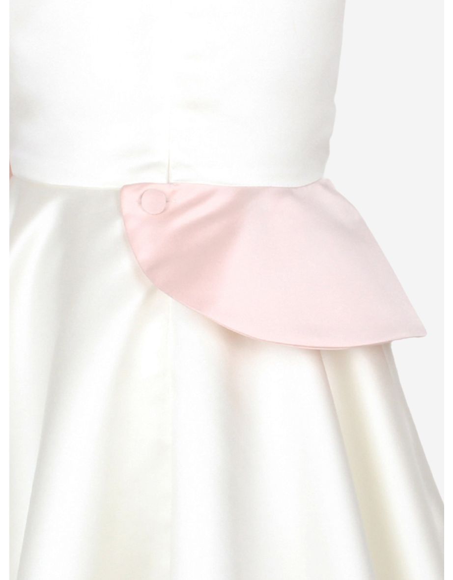 Girls Florette Satin Dress in White - 4