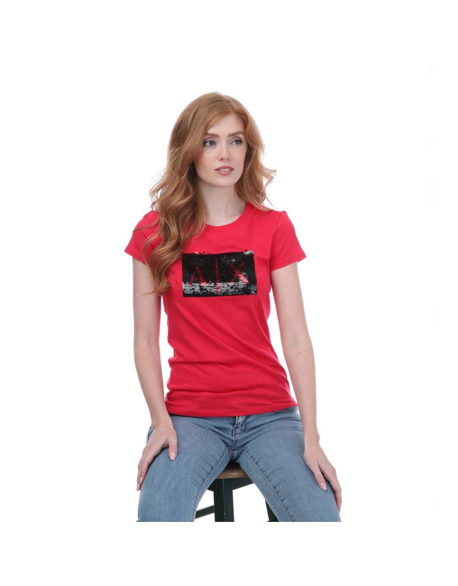 Women's Armani Slim-Fit Cotton T-Shirt in Red - 5