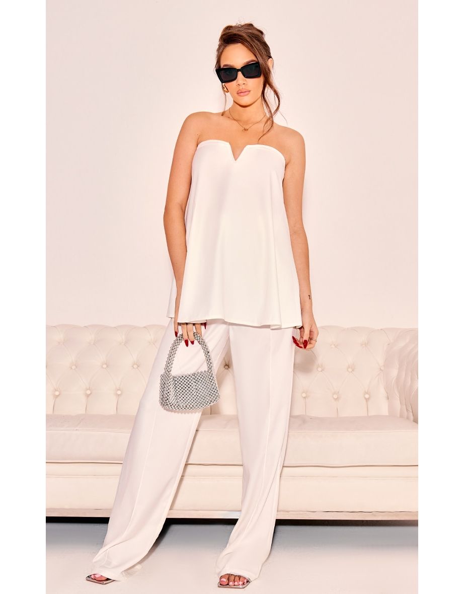 Maternity White Floaty Wide Leg Trousers
