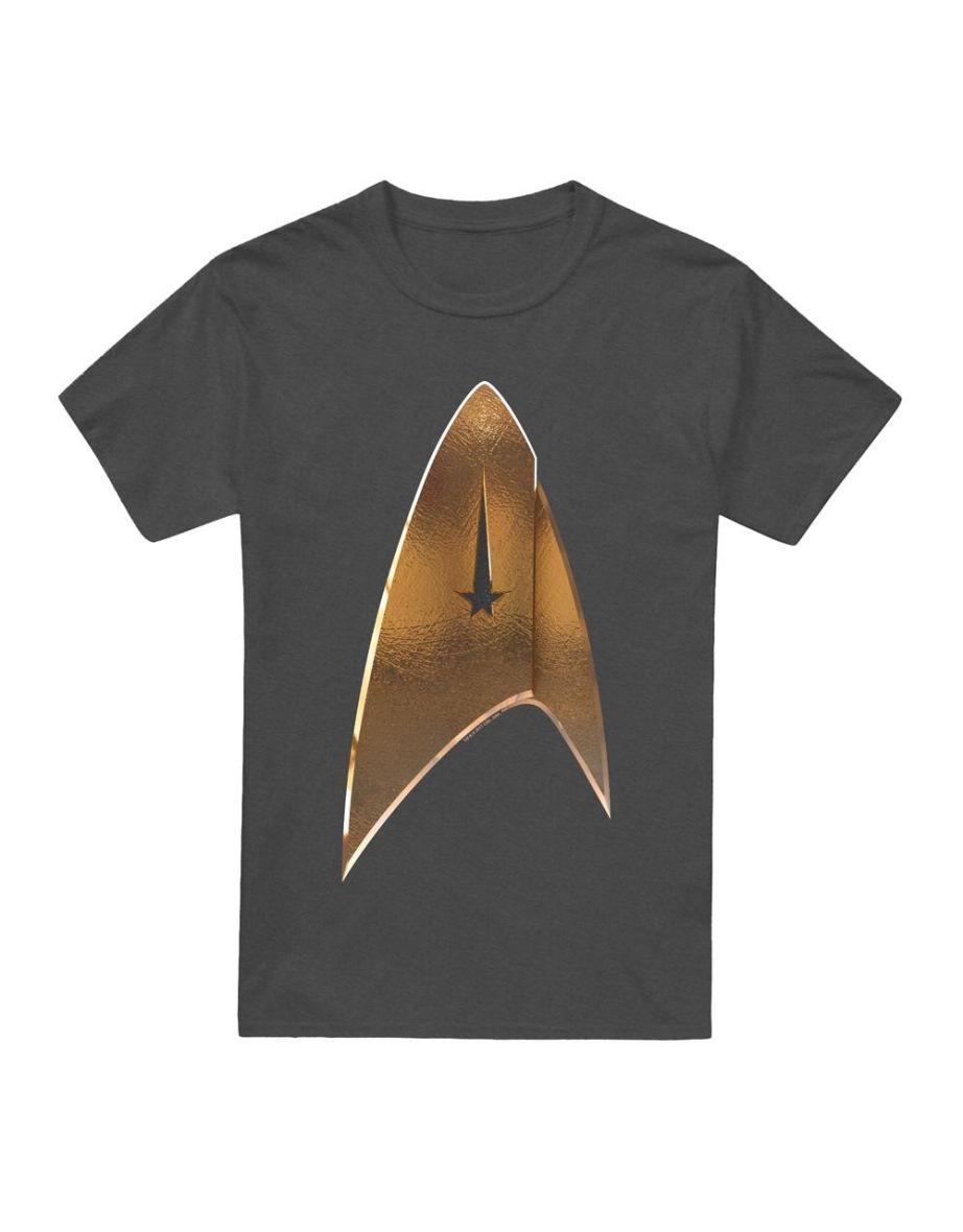 Star Trek: Discovery Unisex Adult Command Shield T-Shirt - Charcoal