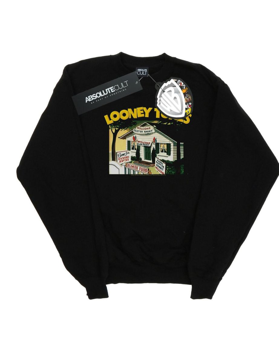 Looney Tunes Boys Elmer Fudd Welcome Easter Rabbit Sweatshirt - Black