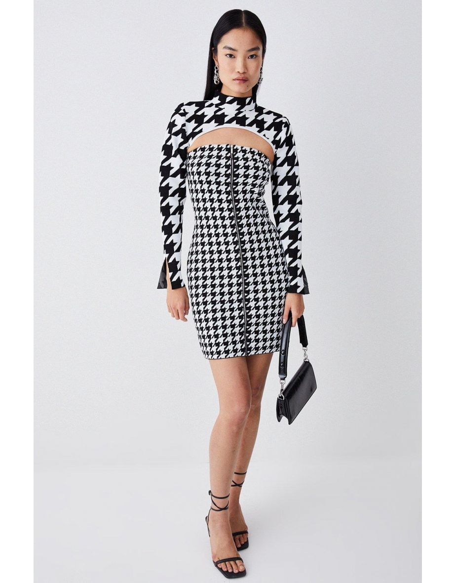 Dogtooth Co-ord Knit Mini Dress - 2