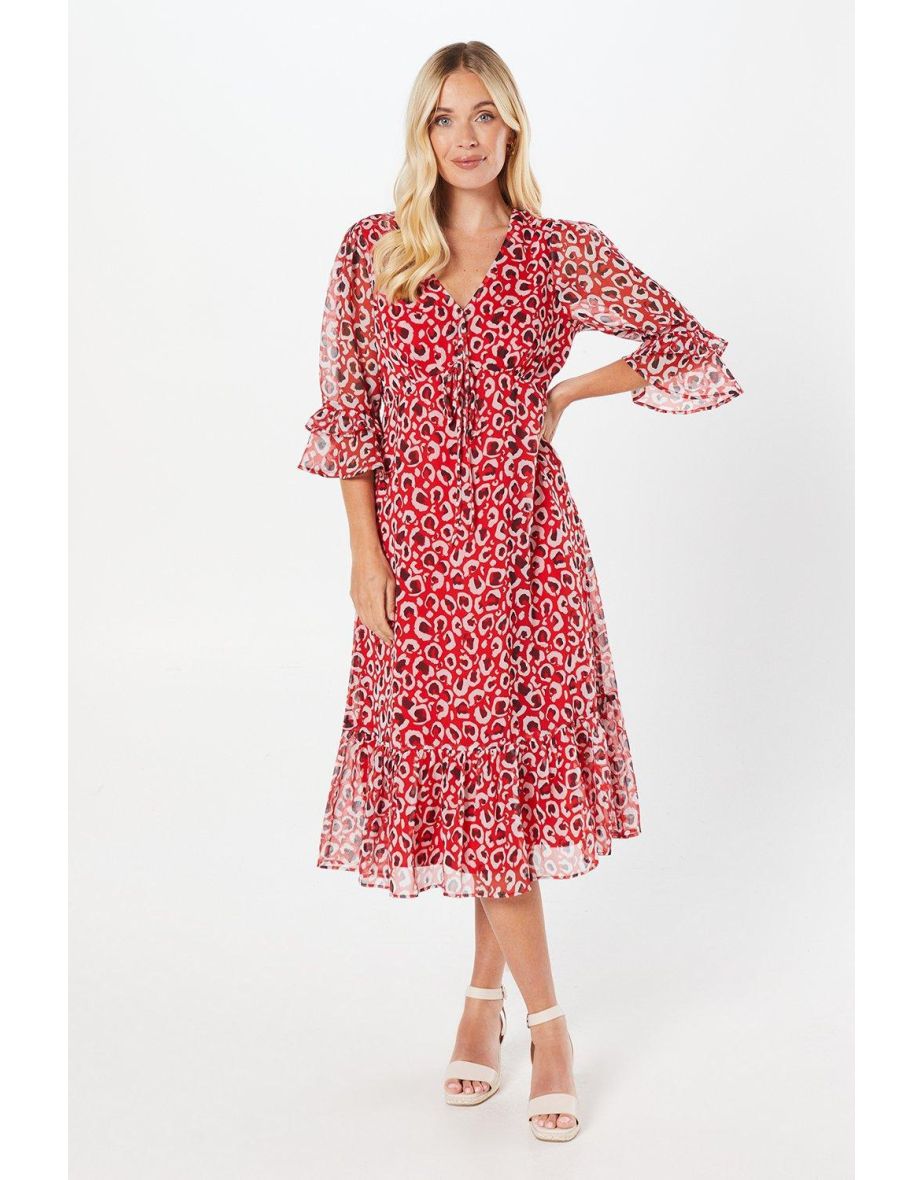 Petite Red Leopard Tea Dress