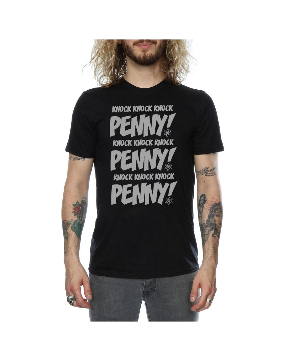 The Big Bang Theory Mens Sheldon Knock Knock Penny T-Shirt - Black - 3