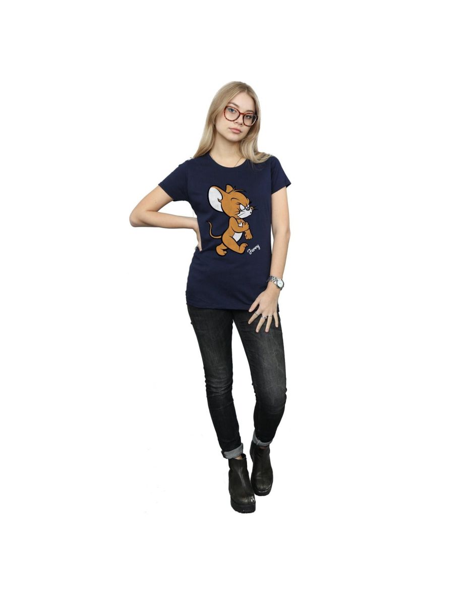 Tom and Jerry Womens/Ladies Angry Mouse Cotton T-Shirt - Navy Blue - 3