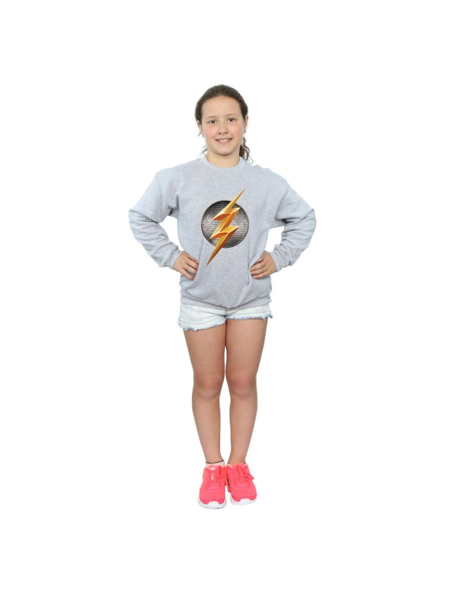 DC Comics Girls Justice League Movie Flash Emblem Sweatshirt - Sports Grey - 3