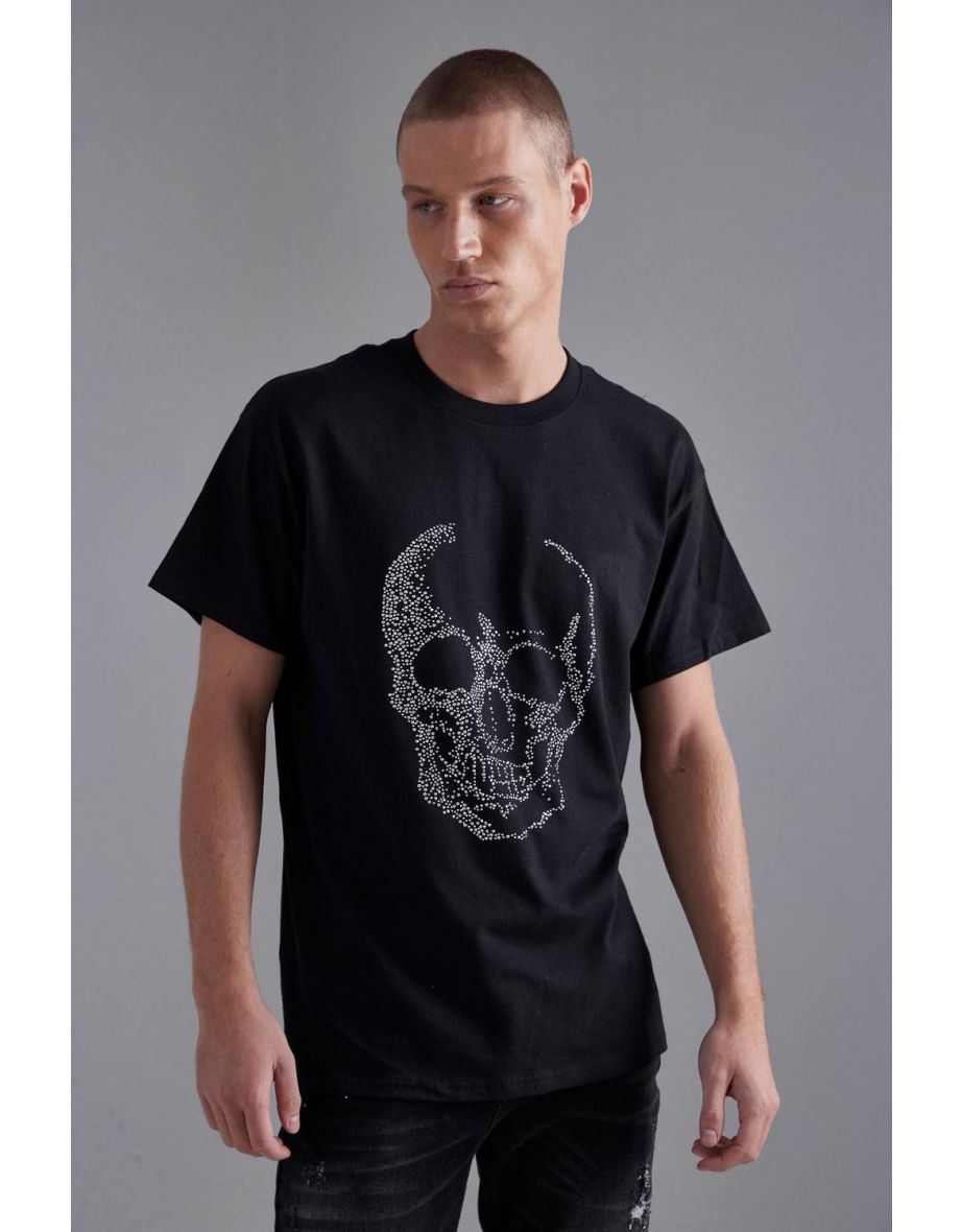 Rhinestone Skull T-shirt - black