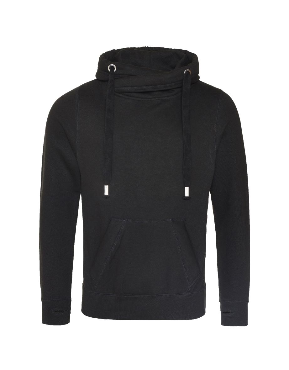 AWDis Hoods Mens Cross Neck Hoodie - Jet Black