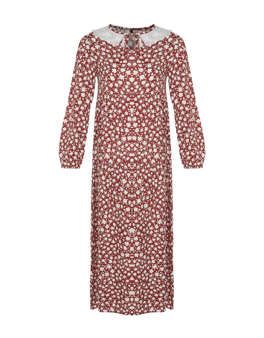 Brown Flounce Hijab Dress - 7