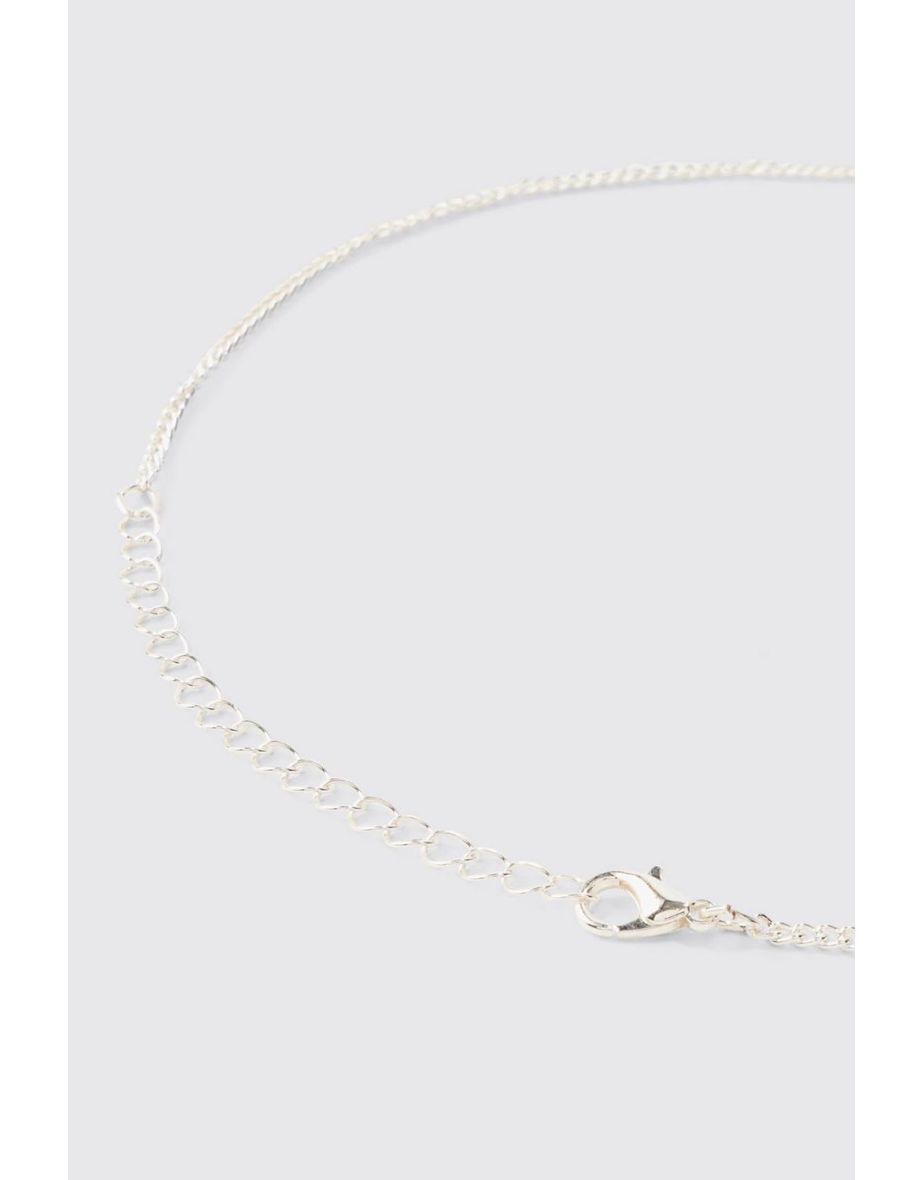 Chain Necklace With Brown Gem Stone Pendant - silver - 3