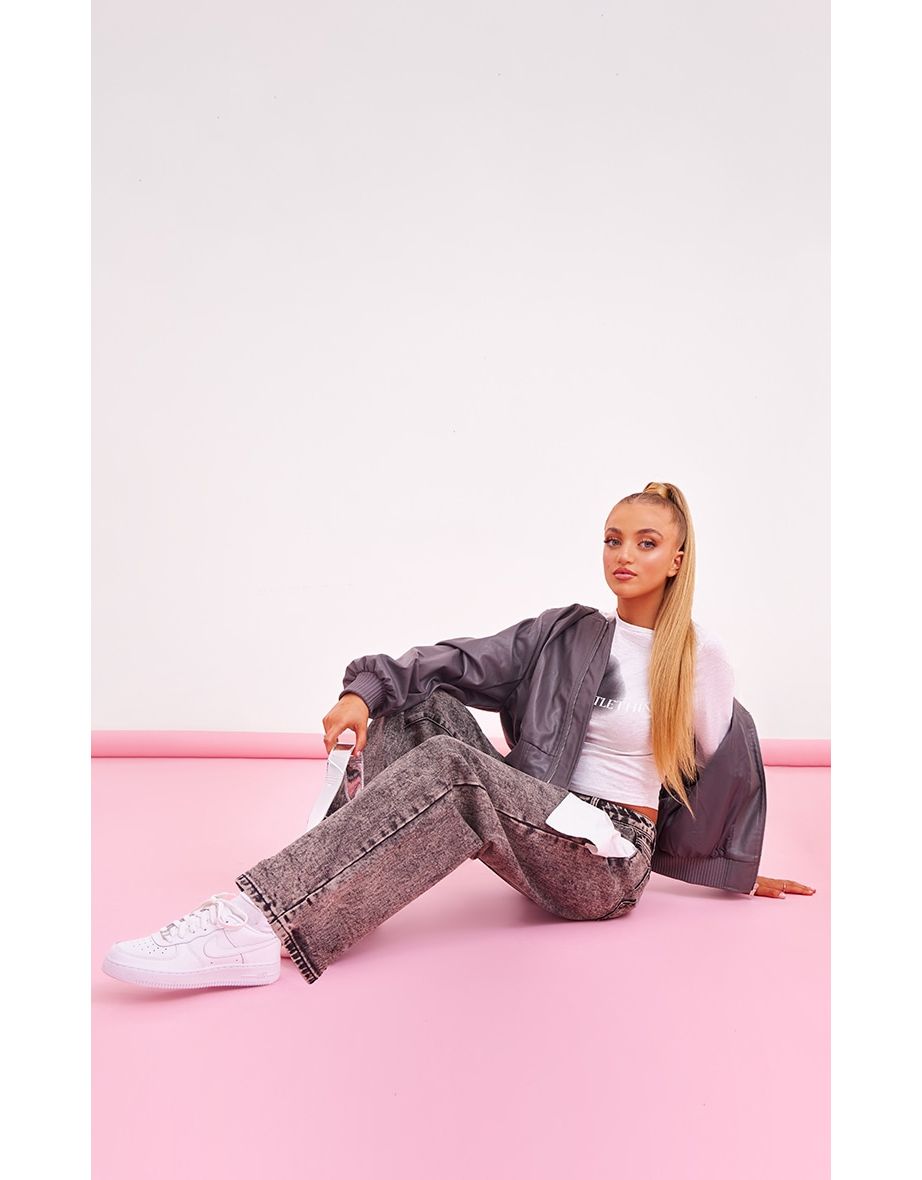 Petite Silver Metallic Oversized Bomber Jacket - 2