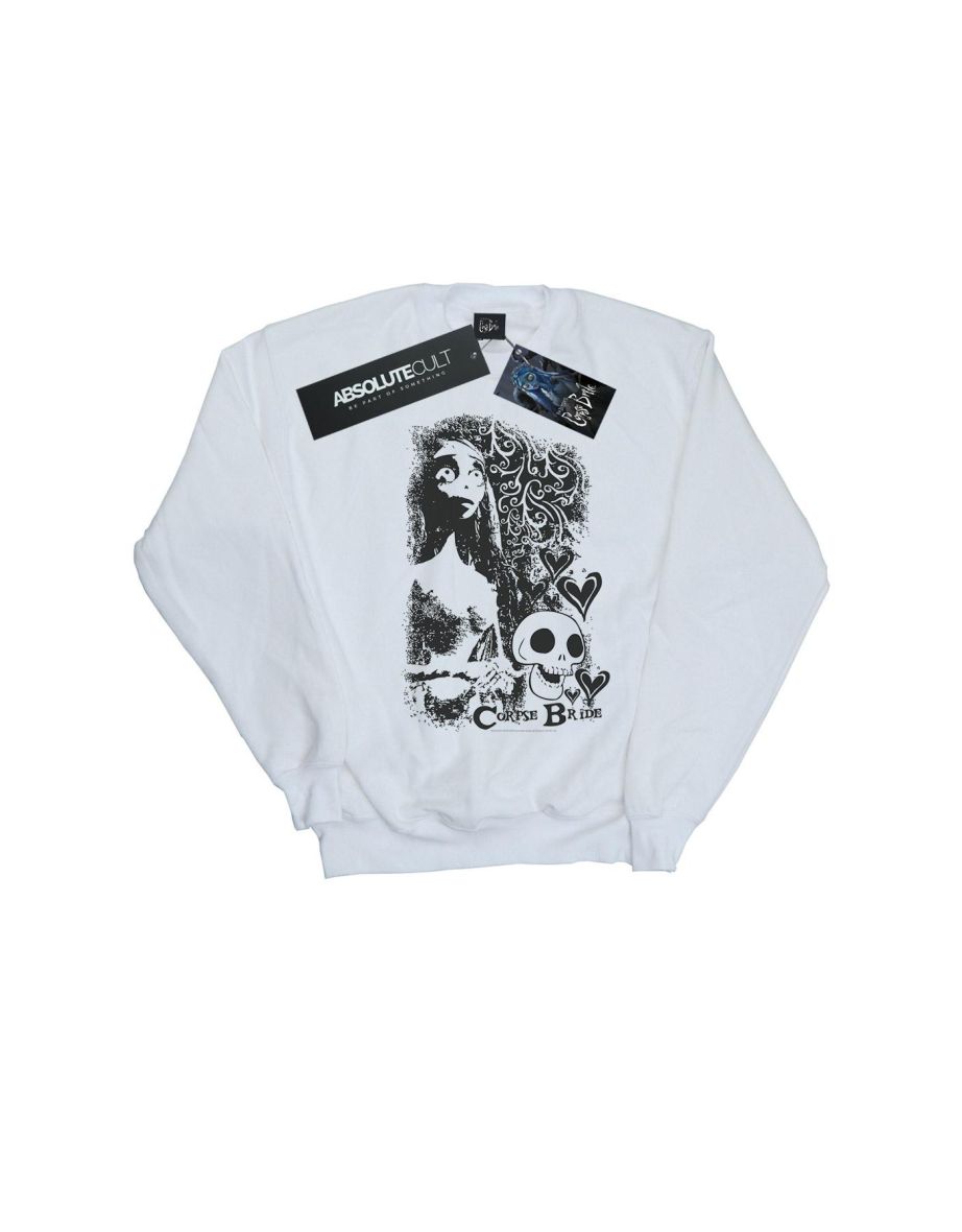 Corpse Bride Girls Skull Logo Sweatshirt - White