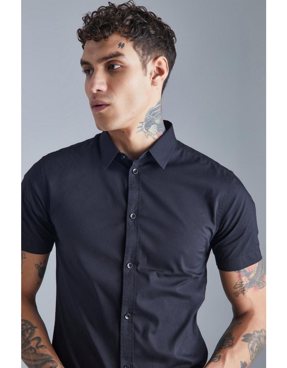 Short Sleeve Muscle Shirt - black - 2