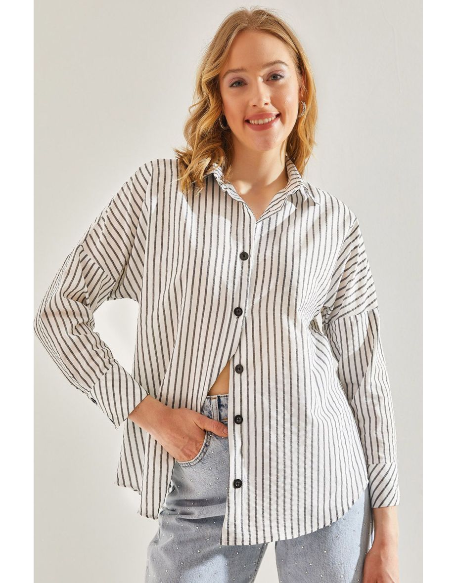 Women's Seersucker Striped Shirt
