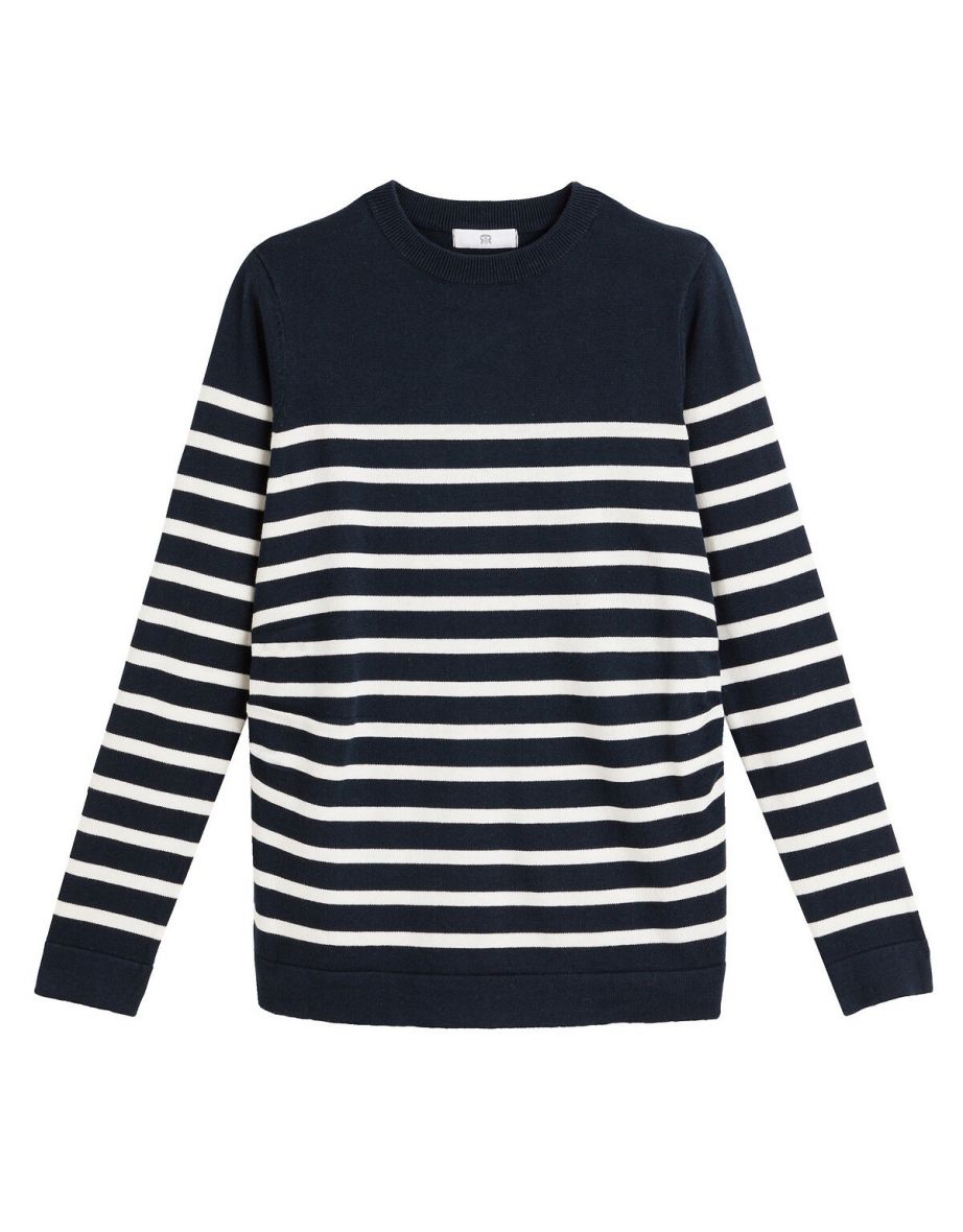 Breton Striped Maternity Jumper/Sweater in Organic Cotton with Crew Neck - 4