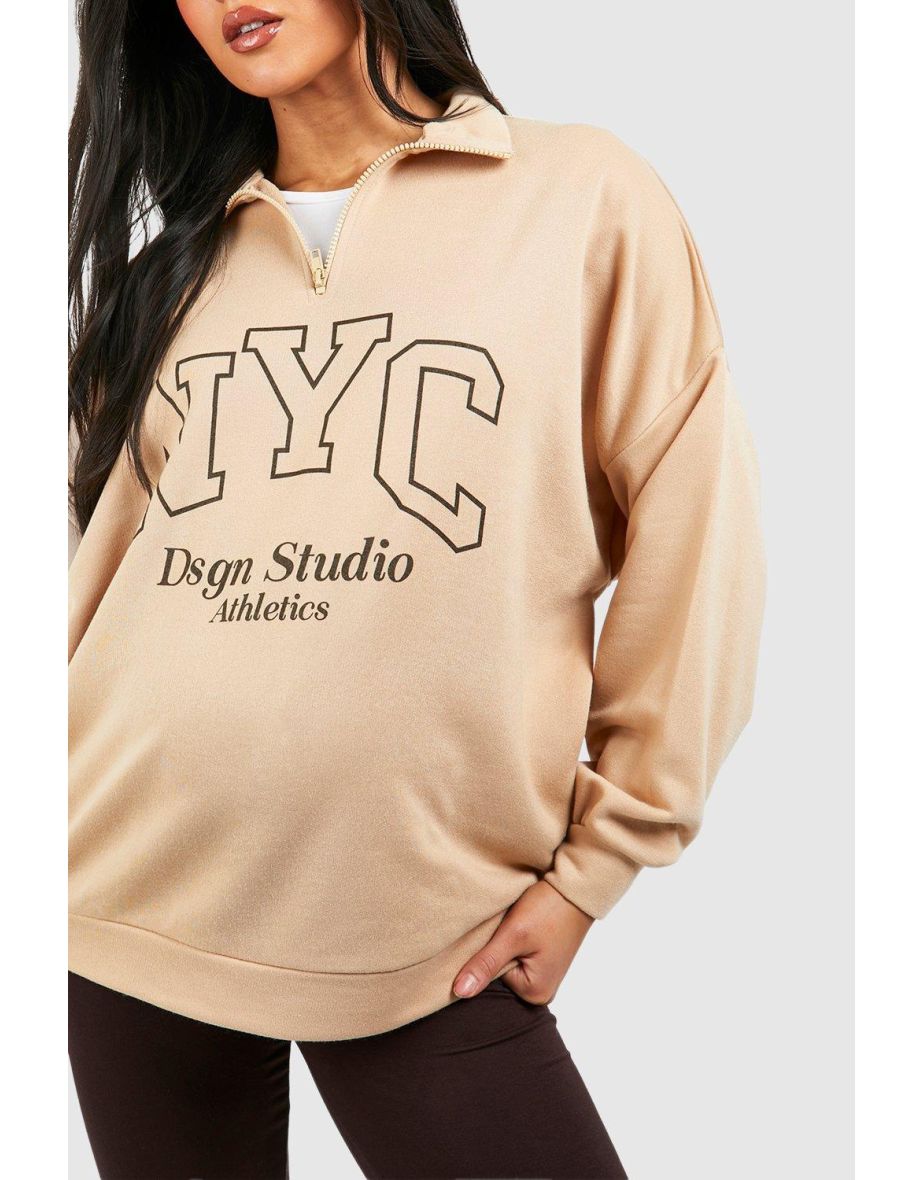 Maternity Nyc Half Zip Legging Tracksuit - stone - 3