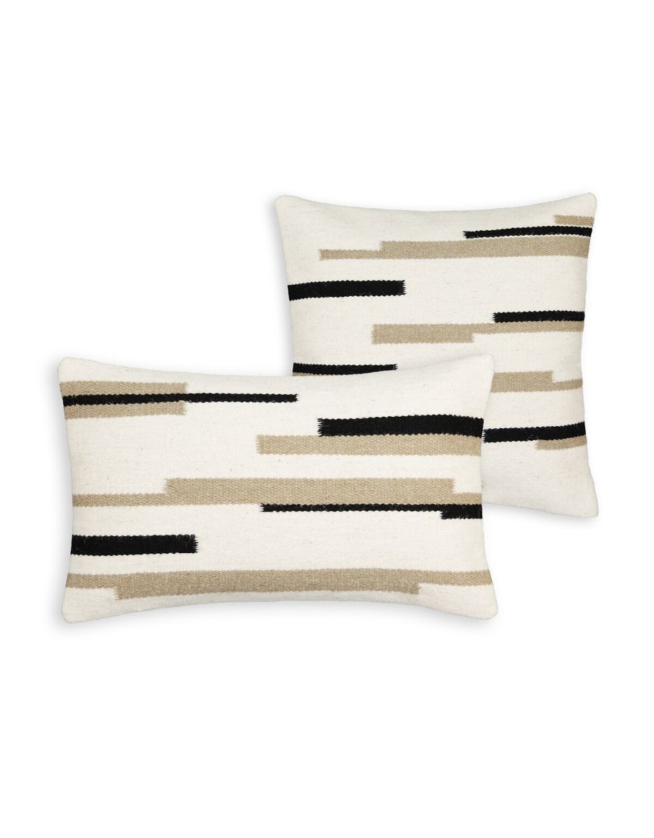 Nelio Striped Wool Blend Rectangular Cushion Cover - 2