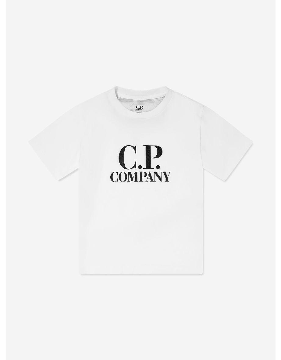 Boys Goggle Hood Print Logo T-Shirt in Ivory