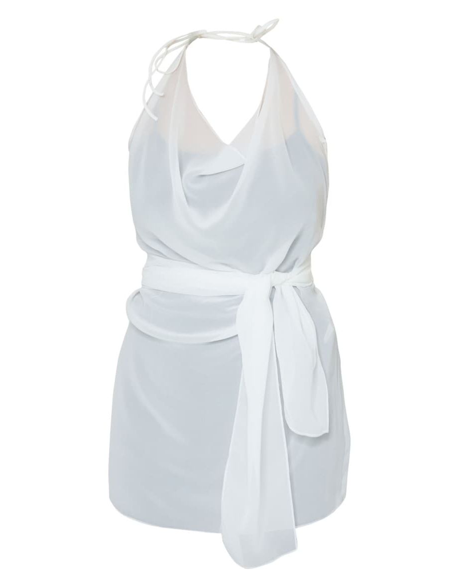 فستان شاطئ بعقدة خلفية - أبيض - 3
