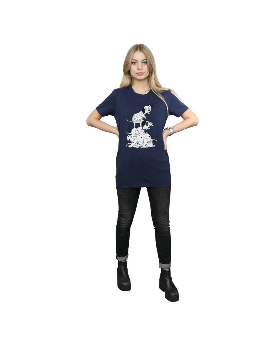 101 Dalmatians Womens/Ladies Chair Boyfriend T-Shirt - Navy Blue - 3