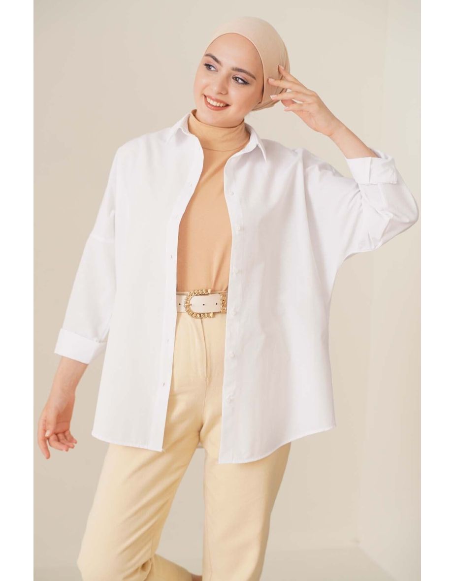 Oversize Basic Hijab Shirt - White