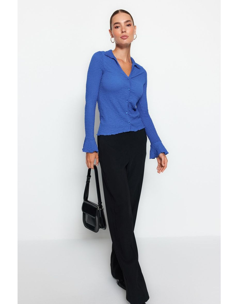 Saks Premium Textured Spanish Sleeve Flexible Knitted Shirt