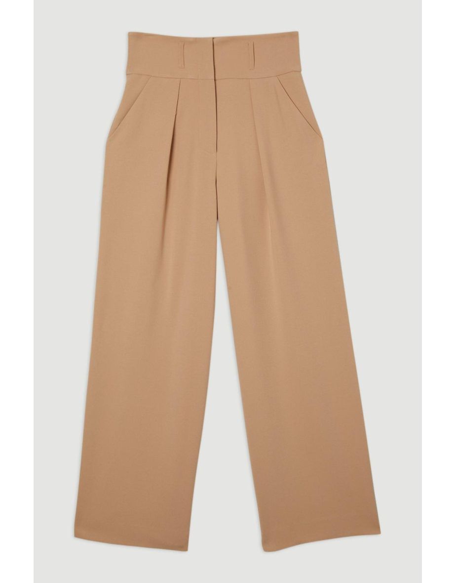 Compact Stretch Essential Tailored High Waist Wide Leg Trouser - 3