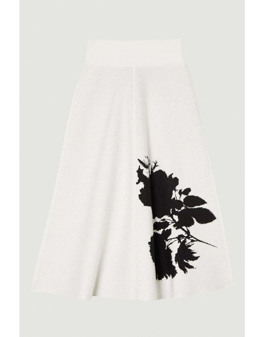 Floral Jacquard Viscose Blend Milano Knit Midi Skirt Co-Ord - 3