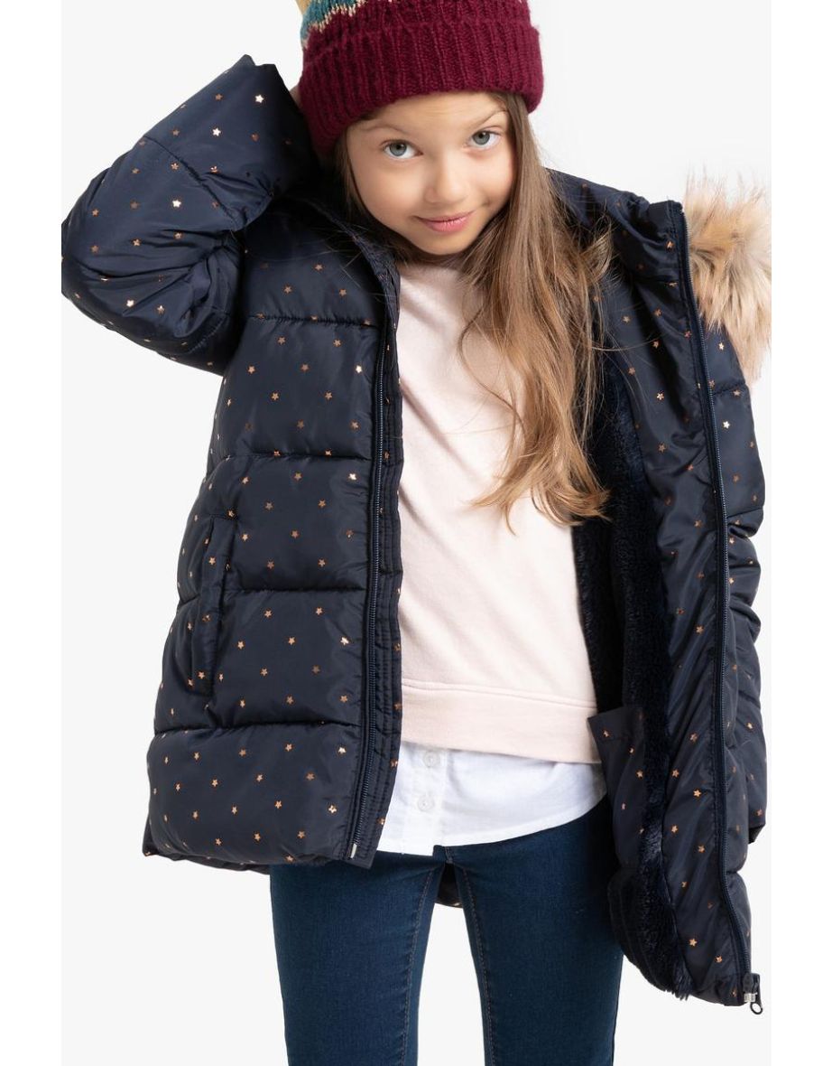 Star Print Padded Jacket with Hood