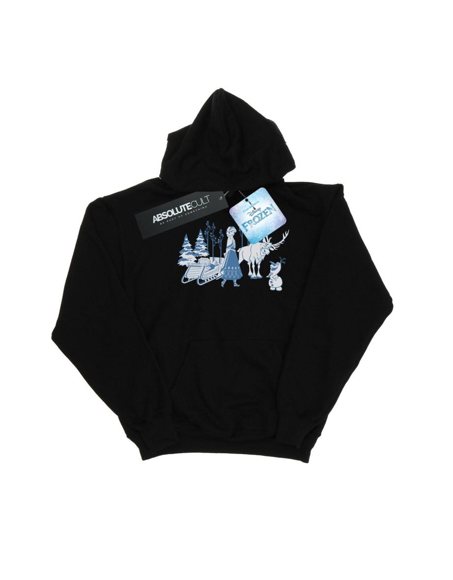 Disney Boys Frozen Anna Sven And Olaf Hoodie - Black
