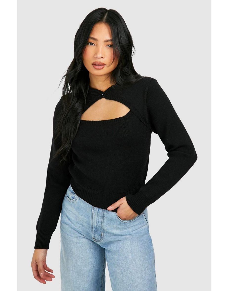 Buy Boohoo Petite Bolero Detail Jumper In Black