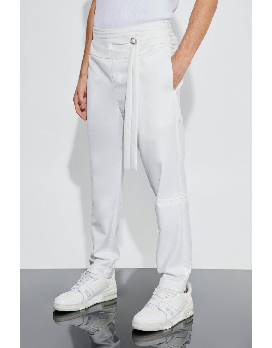 Relaxed Fit Trouser With Cummerbund Wrap Belt