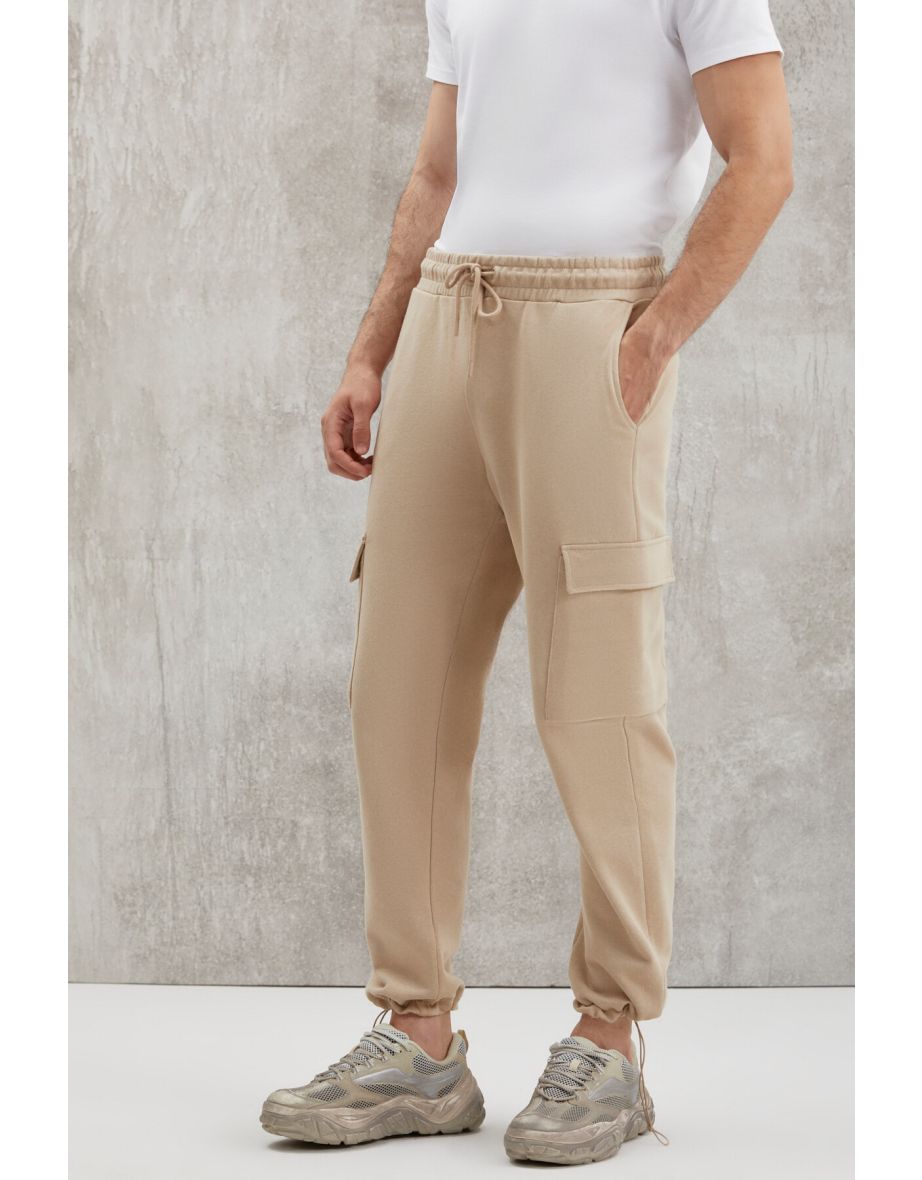 Jadon Men's Cargo Pocket Regular Fit 5-Pocket Sweatpants with Stopper Elastic Leg