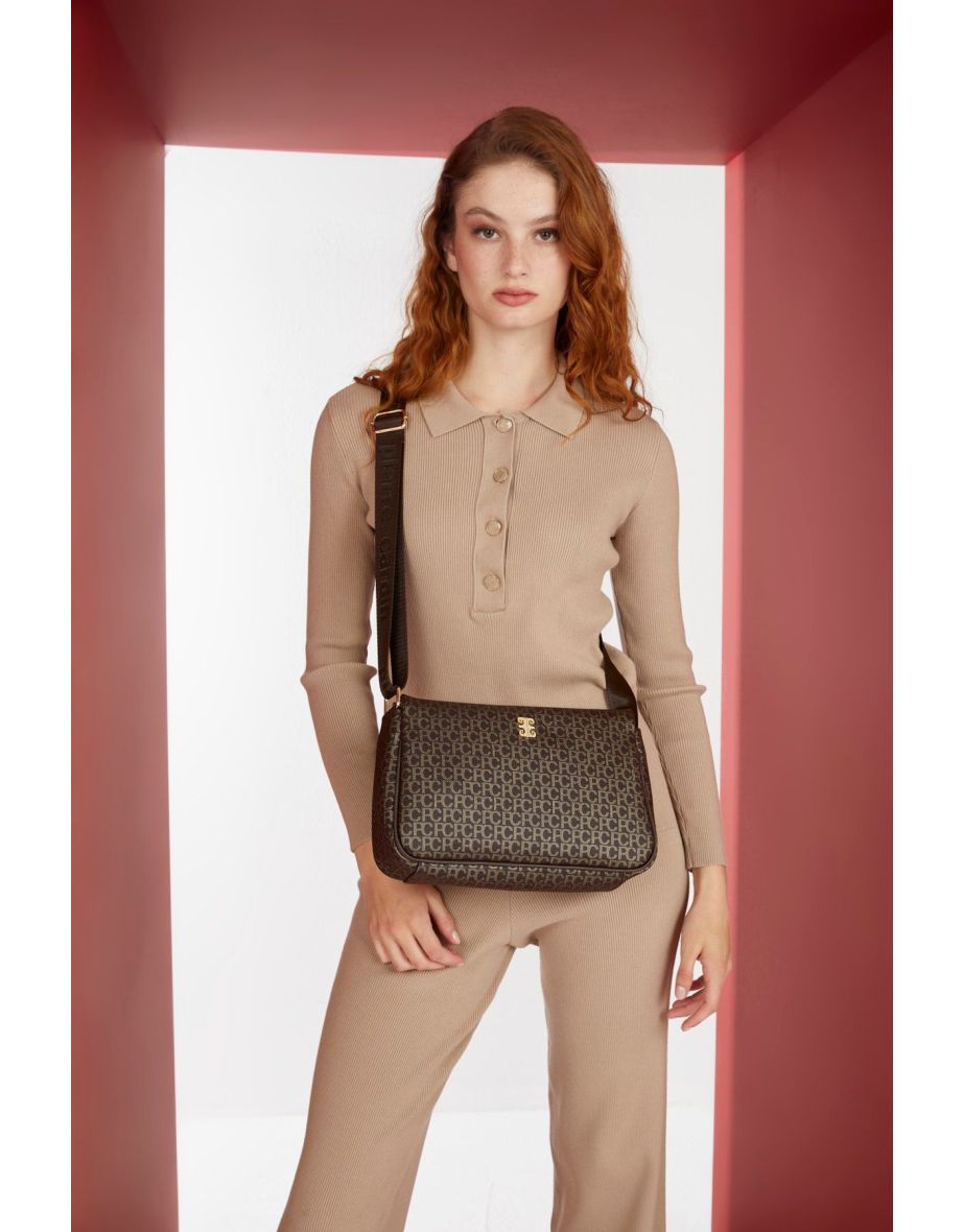 Small Alphabet Brown Women's Shoulder Bag