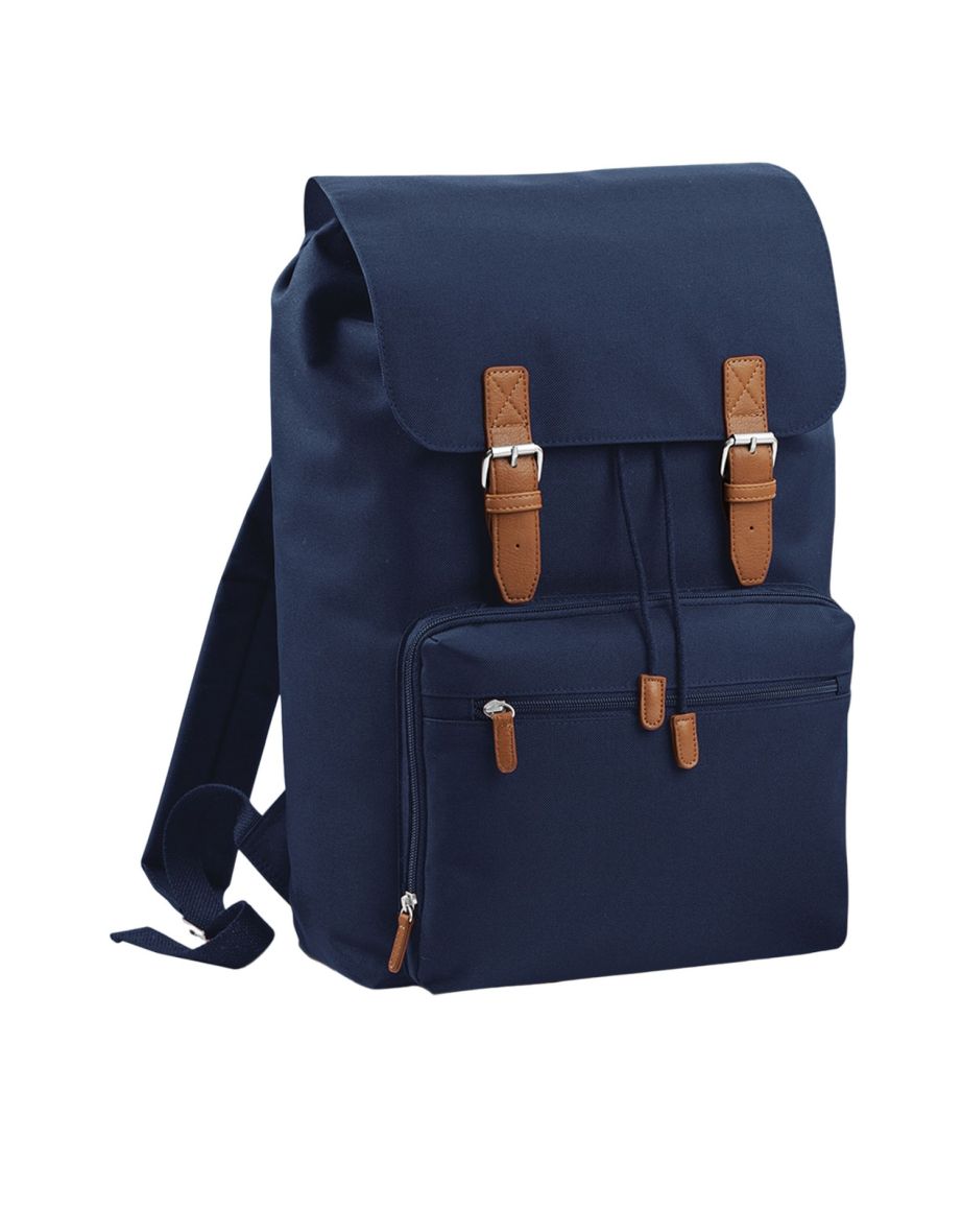 BagBase Vintage Laptop Backpack - French Navy/Brown