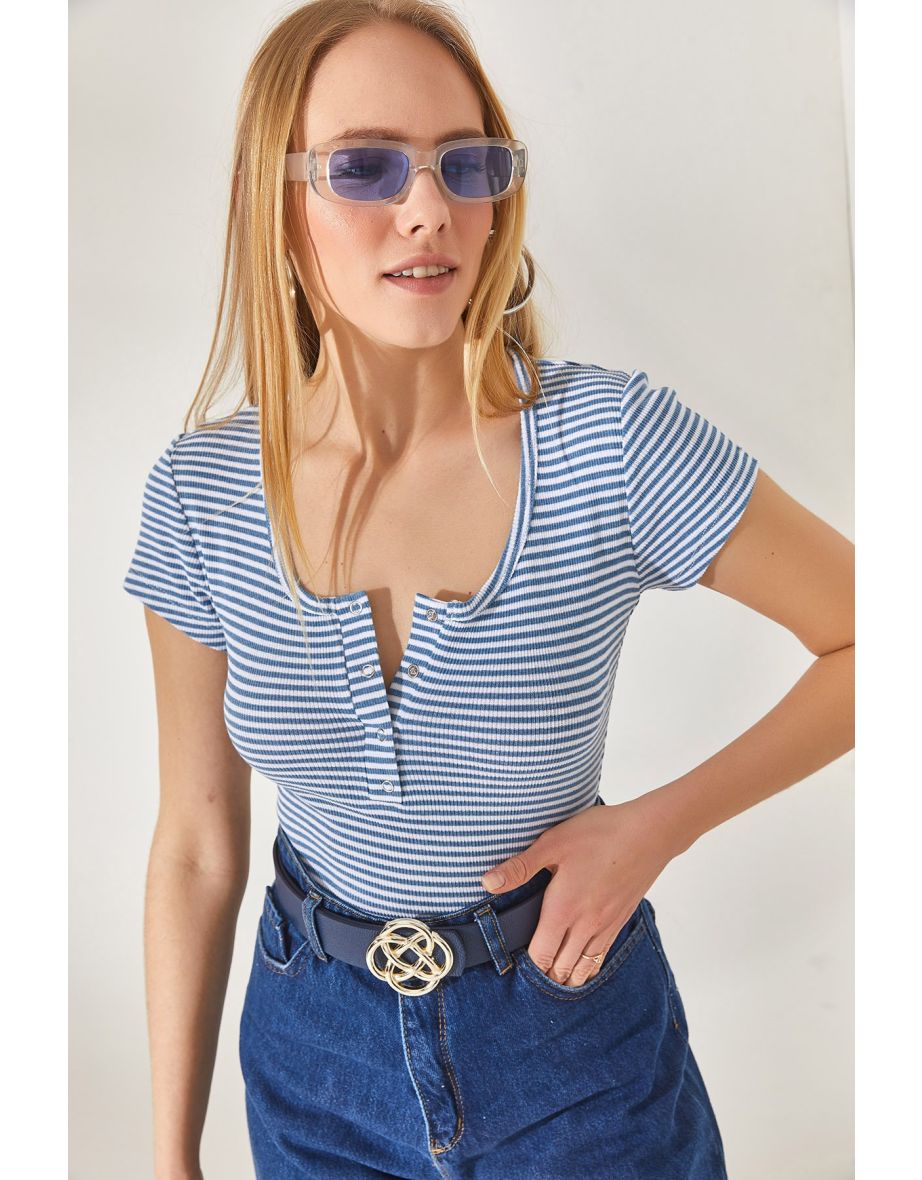 Blouse - Navy blue - Fitted