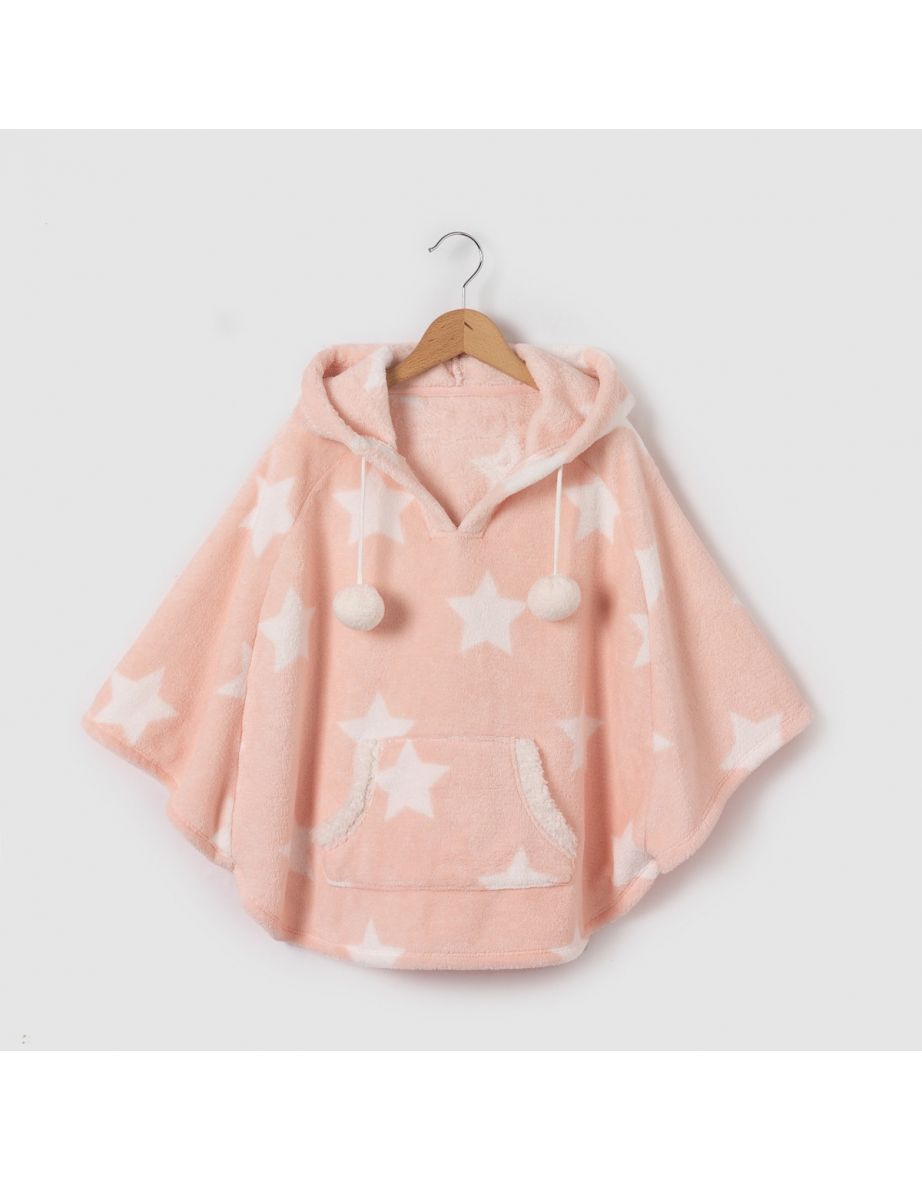 fluffy hooded poncho
