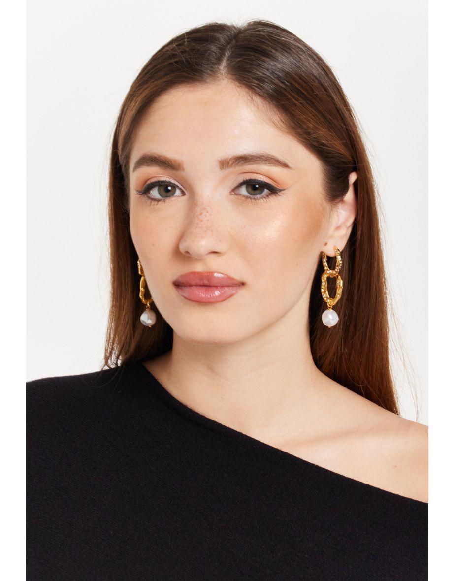 Ribbed Pearl Drop Earrings