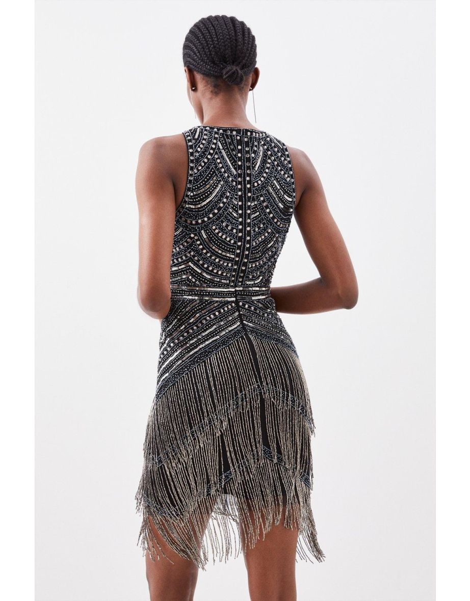 Halter Neck Beaded And Embellished Fring Mini - 2