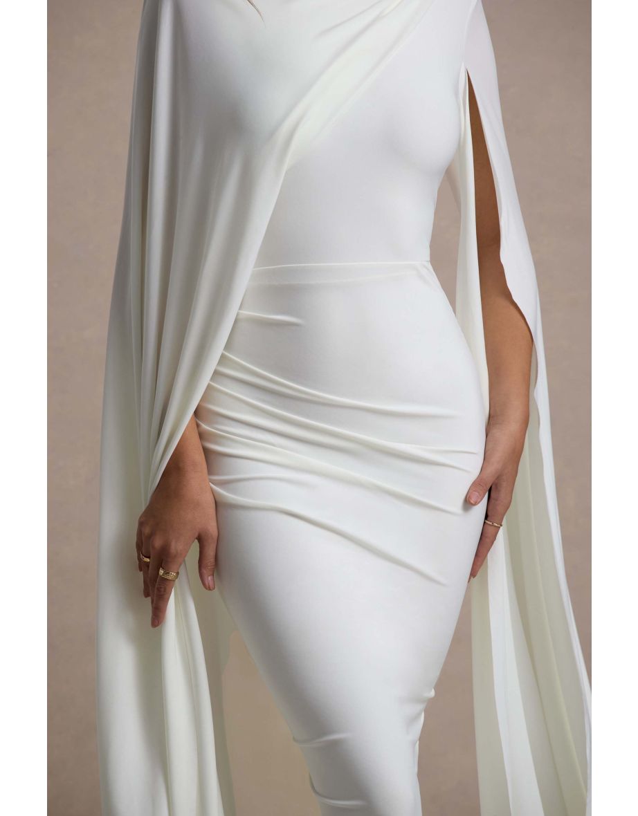 White Bodycon Midi Bridal Dress - 6