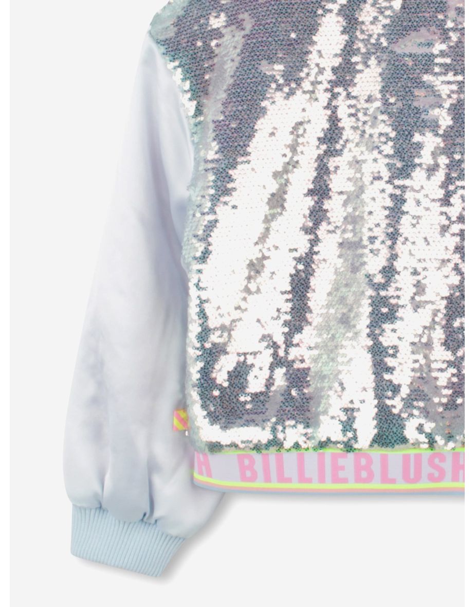 Girls Sequin Bomber Jacket in Blue - 3