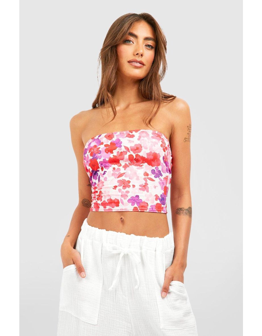 Ditsy Bandeau Top - pink - 3