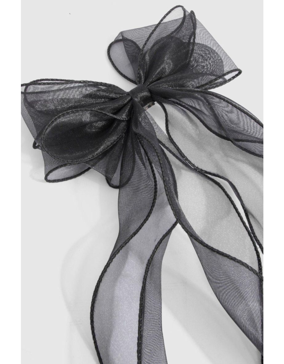 Organza Hair Bow - black - 3